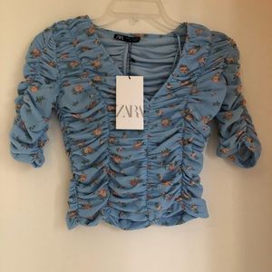 Zara Floral Rouched Shirt